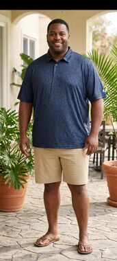 Michel Rouen Performance Polo Mens 4XL Big & Tall Stretch Blue Short Sleeve